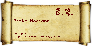 Berke Mariann névjegykártya